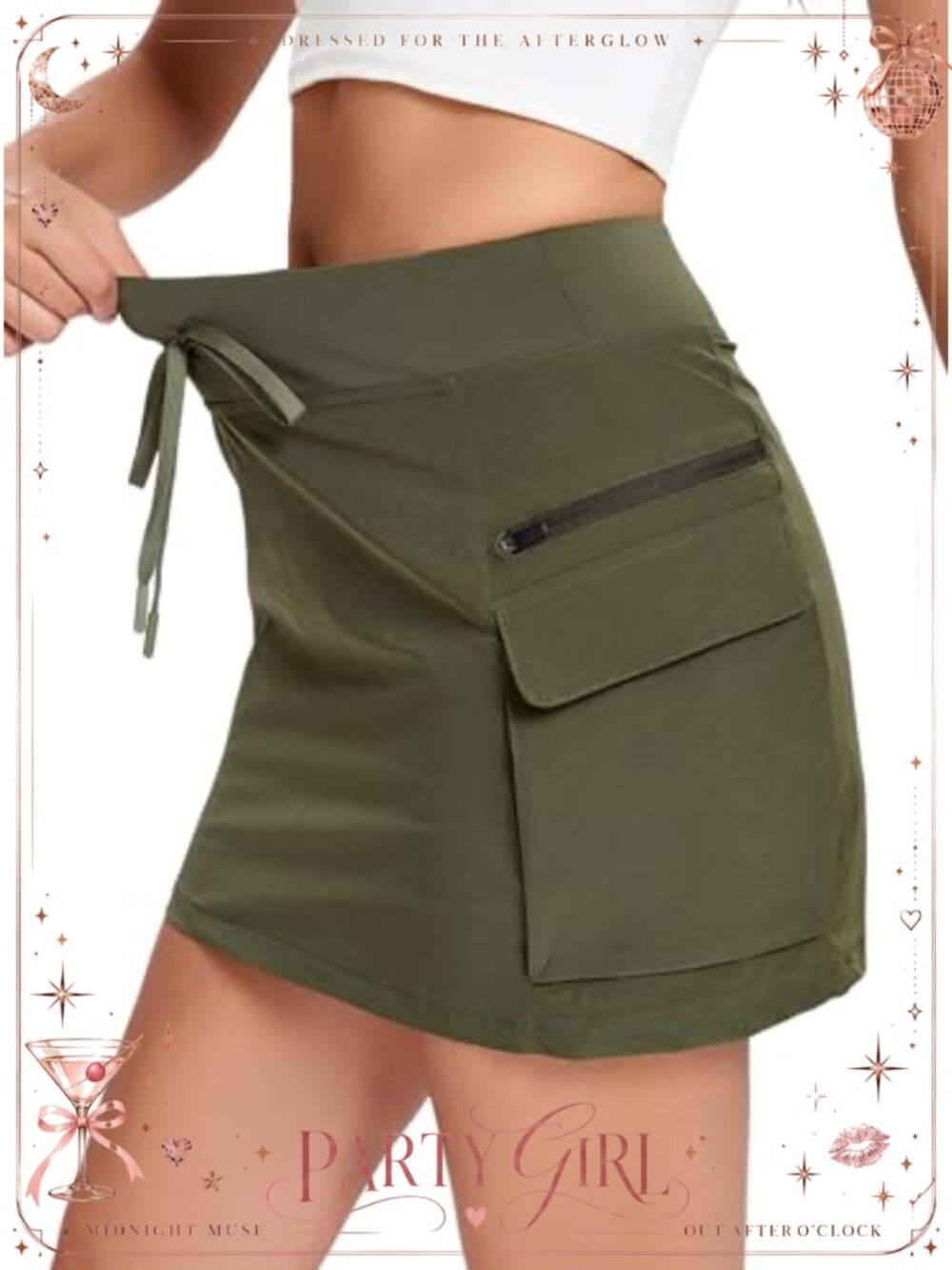 Women's Athletic Golf Skort High Waist Cargo Skirt with Zipper Pockets Nylon